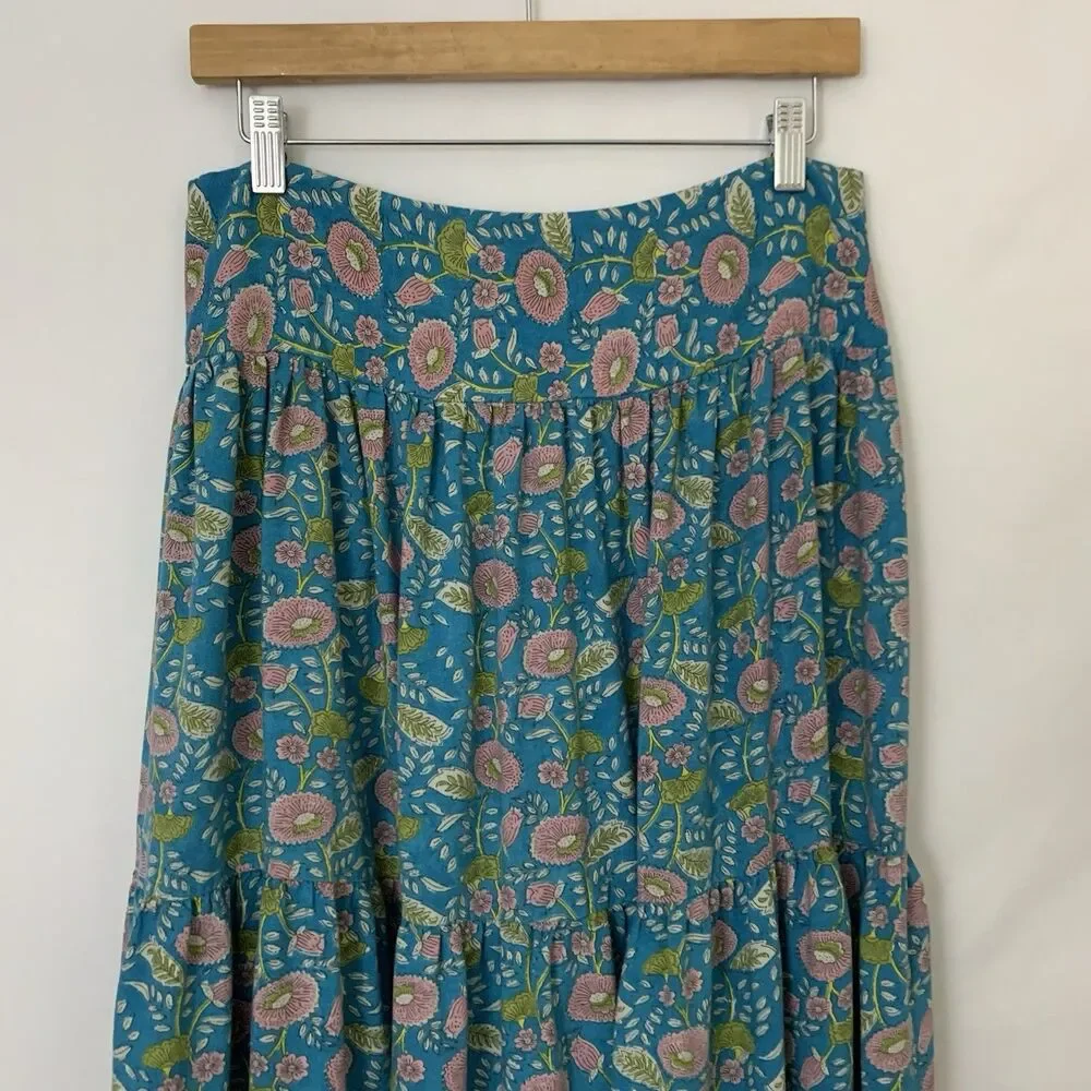 NATURAL LIFE Teal Paisley Maxi Skirt with Pink and Green Accents - Picture 5 of 8